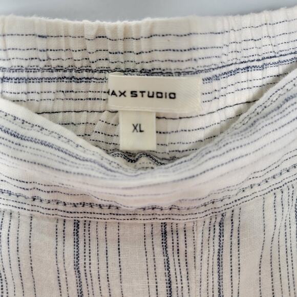 Max Studio Wide Leg Linen Cotton Pants Size XL Blue Casual Chic Summer Coastal - Picture 3 of 9